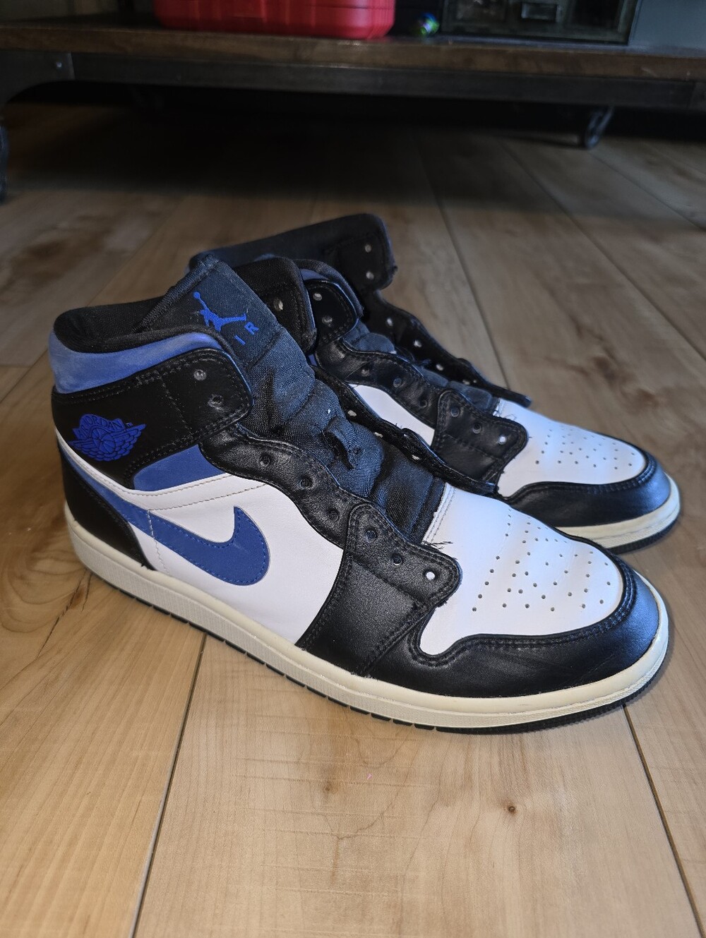 Nike Air Jordan 1 Mid 554724-140 Racer Blue Black White Mens Sz 8.5
